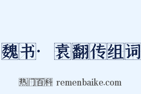 魏书·袁翻传组词是什么意思的图片